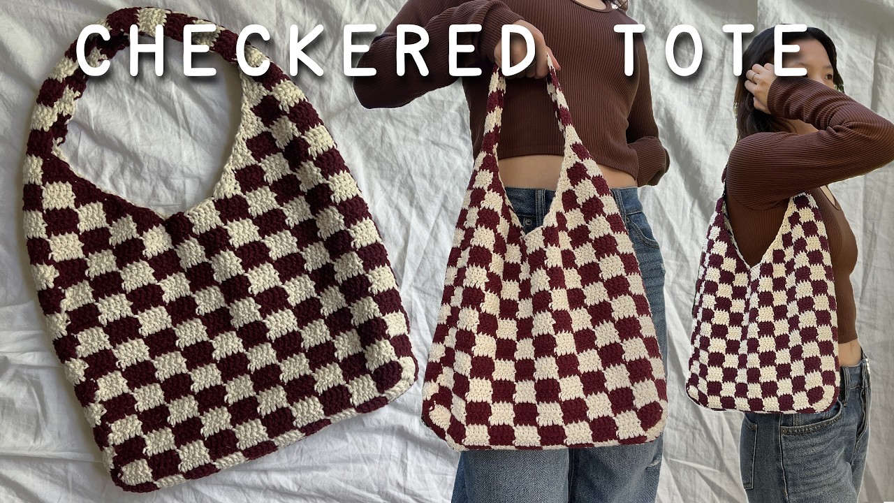 Crochet Checkered Tote Bag Tutorial