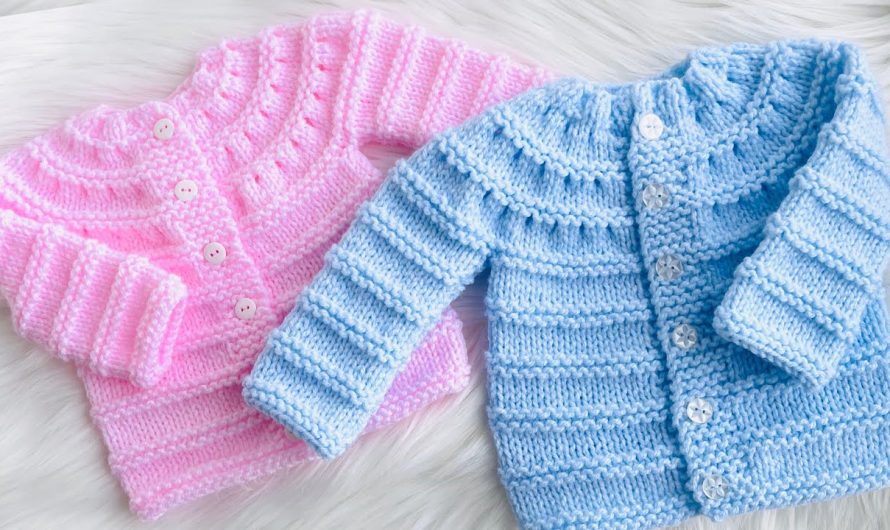 Easy Knit Baby Cardigan Sweater (0-3M to 12M)
