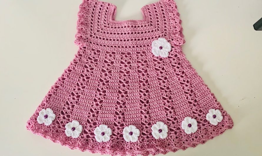 Crochet Baby Dress with Decorative Flowers