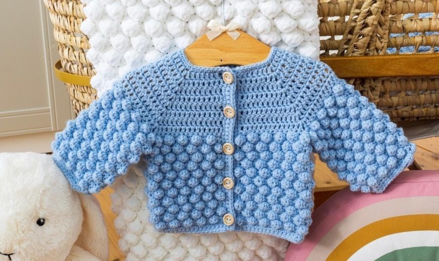 SUPER CUTE Bobble Stitch Crochet Baby Cardigan Tutorial
