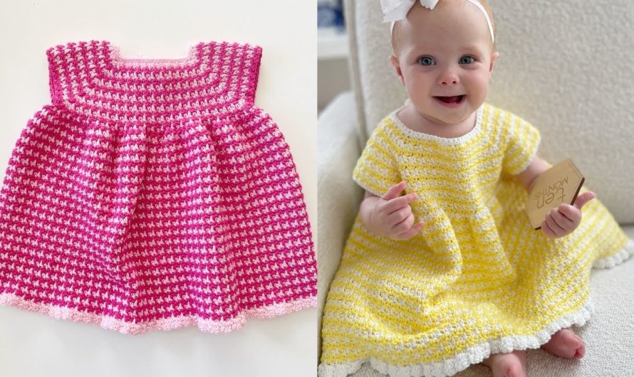 How to Make a Crochet Houndstooth Baby Dress