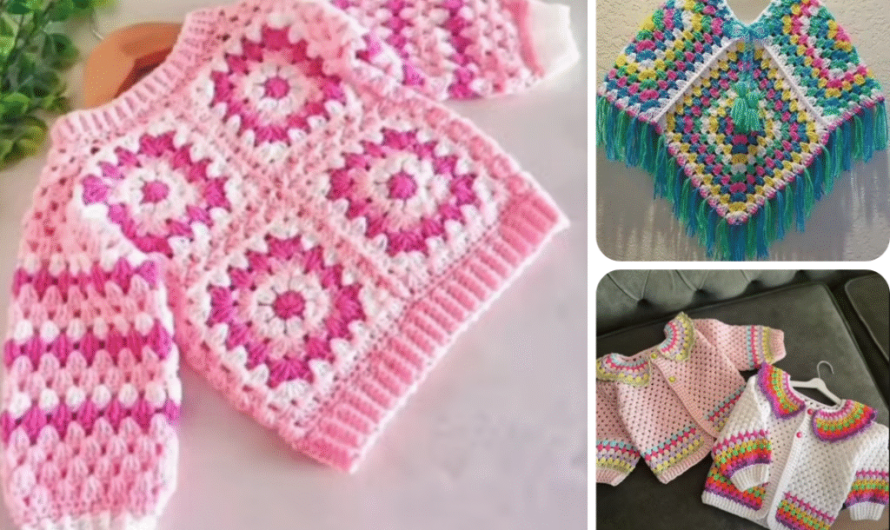 How to Make Crochet Granny Square Cardigan & Poncho (Baby Girl Clothes – New 2025 Design)