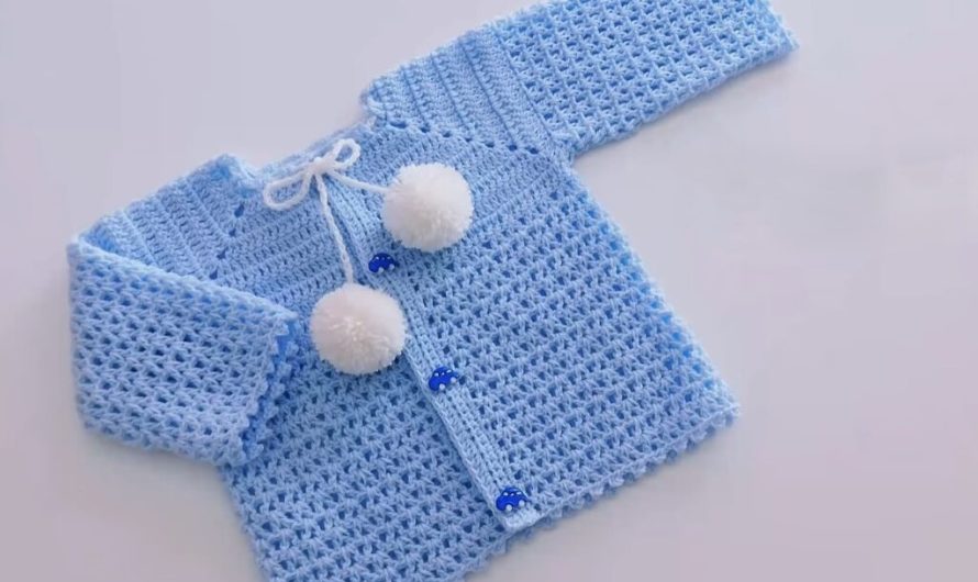crochet easy baby sweater cardigan jacket: Video tutorial