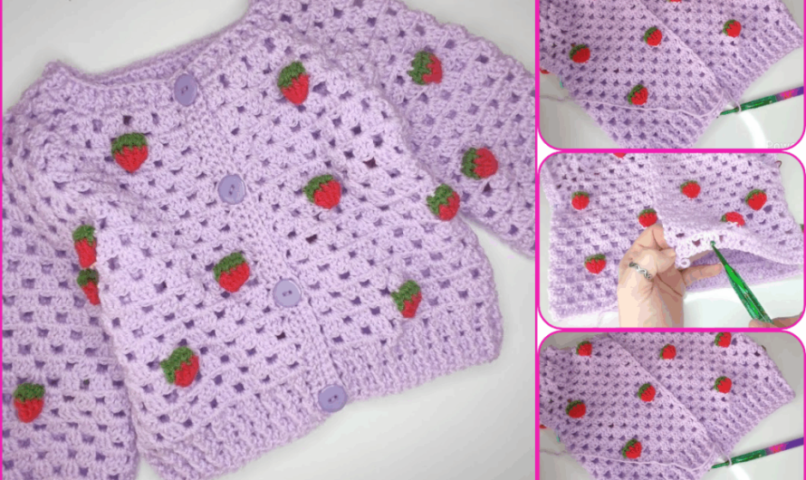 How to Crochet a “Strawberry” Baby Cardigan