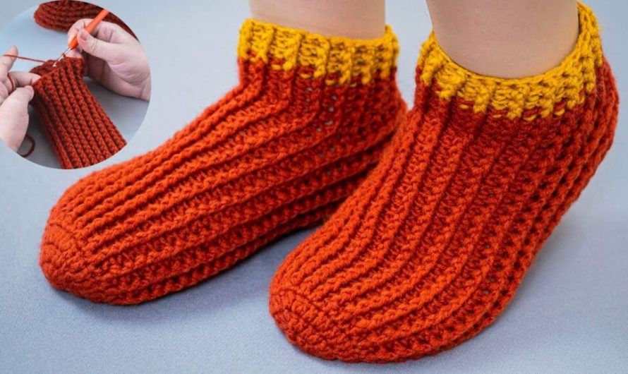 How to crochet socks easily – simple slippers out of leftover yarn!