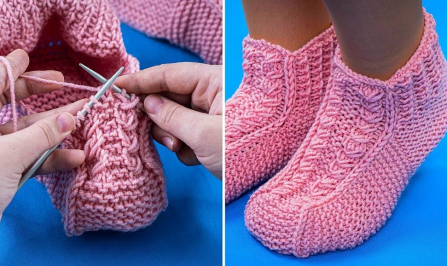 How to Make Easy Slippers Without a Seam on Two Knitting Needles