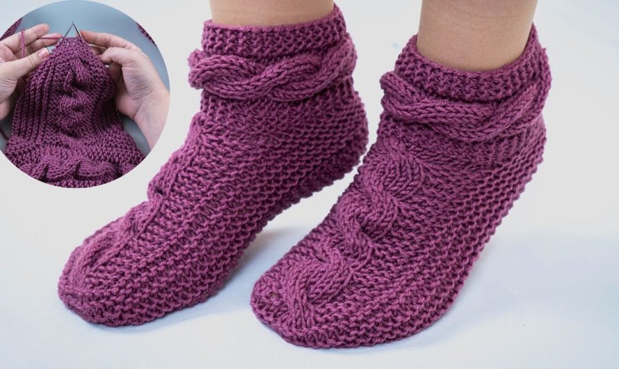 How to Make Simple and Easy Knitted Slippers/Socks with Braids – A Detailed Tutorial