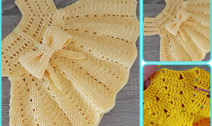 VANILLA CROCHET BABY DRESS – 0 to 3 MONTHS (With Size Adjustments)