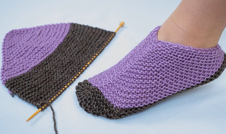 Very simple slippers on 2 knitting needles for beginners