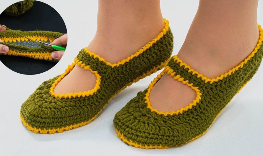 Simple crochet slippers with the sole – a detailed tutorial