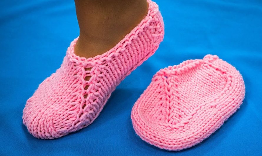 Slippers with 2 knitting needles – a very simple and quick option