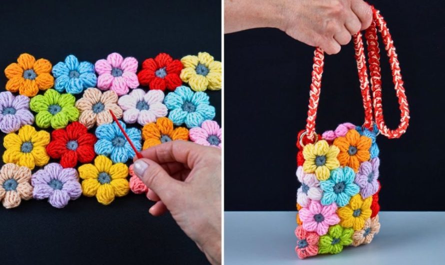 How to Make an Easy Multicolor Crochet Flower Phone Bag