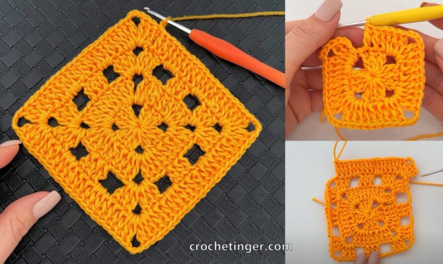 CROCHET SQUARE WITH DIFFERENT HIGHLIGHTS – Free Pattern