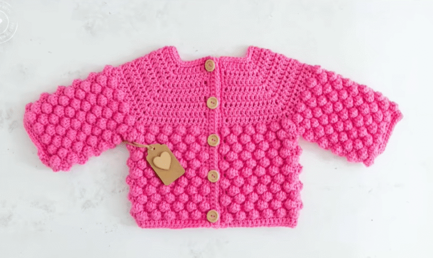 Cute Bobble Stitch Crochet Baby Cardigan