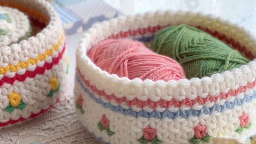 Flower Crochet Basket | Video tutorial